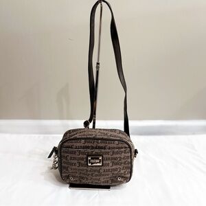 Juicy Couture Logo Print Crossbody Bag Brown Black Small Adjustable Strap Y2K